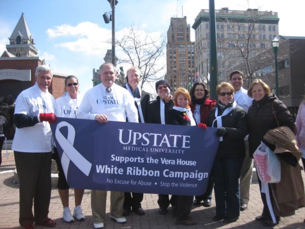 Our friends from Upstate Medical Univeristy get into the spirit of the 
White Ribbon Campaign Kick-Off Walk!
